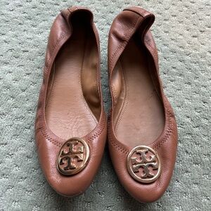Tory Burch Women's Brown Leather Ballet Flats 10.5